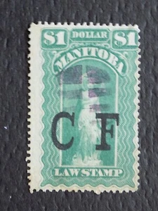 (1) CANADIAN 1877 used MANITOBA LAW BILL stamp-BAREFOOT & HALL # 46 - Picture 1 of 2