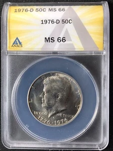 1976-D 50C Kennedy Half Dollar ANACS MS66 6268393 - Bild 1 von 2