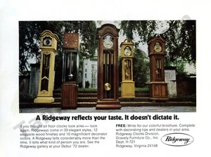 1972 Ridgeway Floor Clock Grandfathers Old Vintage Print AD Collector Gift (771) - Picture 1 of 1