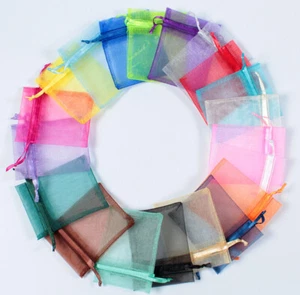 100/150/200 Stck. Kordelzug Organza Tasche Schmuck Etui Hochzeit Party Gefallen Geschenktasche - Bild 1 von 17