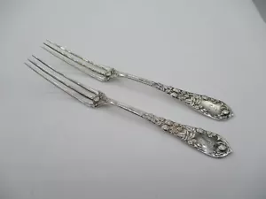 Set of 2 sterling Durgin Fruit series strawberry forks - STRAWBERRY motif - Picture 1 of 3