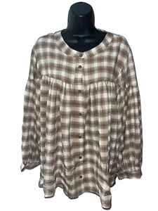 NWT Anniewear Women's Blouse Top Long Balloon Sleeve Baby Doll Sz XL - Picture 1 of 13