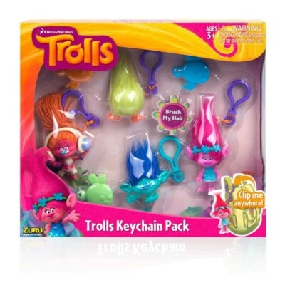 Dreamworks Trolls Keychain Pack for girls aged 4+, new and unused clip key chain - Image 1 of 4