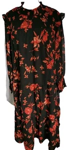 Ladies JD Williams Orange Floral Dress Uk Size 24 EUR52 Black Orange Floral New