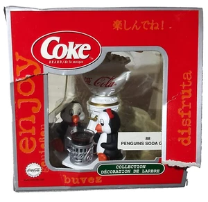 Vintage Coca Cola Penguins Soda Glass Christmas Ornament - Picture 1 of 8