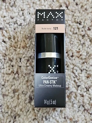 VTG New In Box Max Factor Color Genius Pan-Stik Nude Ivory 121 Ultra Creamy .5oz - Image 1 of 4