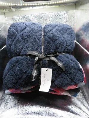 Vera Bradley PATRIOTIC PLAID / NAVY SOLID  Throw Blanket 50"x80"  New WITH TAGS - Image 1 of 3