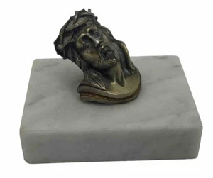 jesus head figurine On Marble Made In Italy Bronze/brass 2.5” H X 3” L X 2.5”W - Imagen 1 de 13