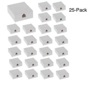 25er-Pack RJ11 (6P4C) Modulare Single Port Oberflächenhalterung Buchse Box weiß für Telephone - Bild 1 von 5