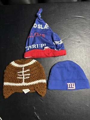 Sombreros prematuros bebé bebé bebé, juego de 3 NFL New York Giants, fútbol americano tejido, béisbol Foto 1 de 4