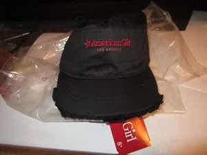 2010 NEW AMERICAN GIRL CAP HAT BLACK RUFFLE CAP LOS ANGELES ADJ SIZE NWTS - Picture 1 of 2
