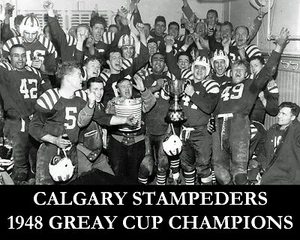 Calgary Stampeders - 1948 Grey Cup Champions, 8x10 B&W Team Celebration Photo - Picture 1 of 1