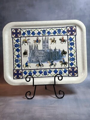 15"X11"Rectangular Serving Trays Set of 2 Plastic Or Melamine?  Cathedral Scene - Image 1 of 4