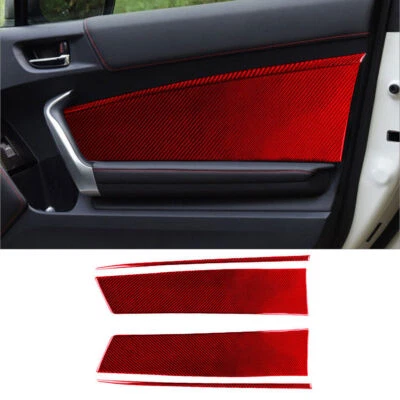 4Pcs For Toyota 86 Subaru BRZ Red Carbon Fiber Interior Door Panel Cover Trim - Image 1 of 4