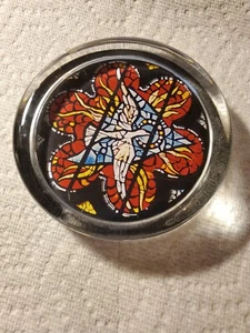 Glass Paperweight Stainglass Design Peace Dove Felt Bottom 9.5 oz. Used - Picture 1 of 3