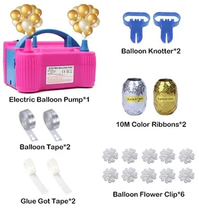 Kit de bomba de globos de fiesta portátiles rápidos 600 W inflador de aire soplador de boquillas dobles 15 piezas - Imagen 1 de 4