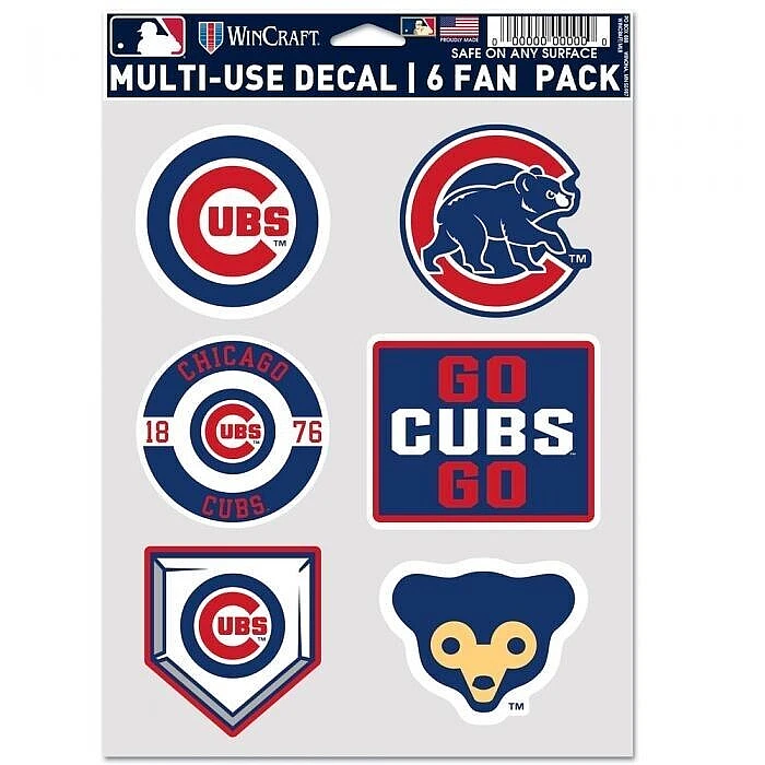 Chicago Cubs Multi-Use 6 Fan Pack MLB Decal Stickers *Free Shipping - Image 1 of 1