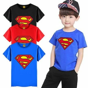 Toddler Kids Boy Superman T-shirt Superhero Top Tee Shirt Summer Blouse 3Colors⊹ - Picture 1 of 15