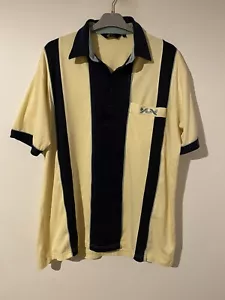 Mens Gabicci Retro Yellow & Blue Polo Shirt Top Size L/XL Northern Soul - Picture 1 of 4