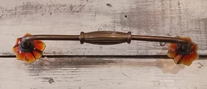 Drawer Pull Amber Glass, Bronze Handle Cabinet Dresser Door Decor 8" Screw Holes - Picture 1 of 6