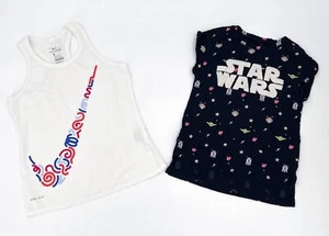 Lot of 2 Shirts Girls Small Star Wars & Nike Tank Girls Medium Swoosh T-Shirt - Picture 1 of 7