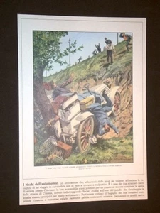 Anno 1901 Incidente auto a Chiavasso Ristampa Copertine Domenica del Corriere - Imagen 1 de 1