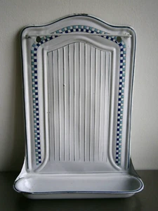 Porte louche Egouttoir Email B&B décor Damier Cuisine Vintage Ancien - Picture 1 of 11