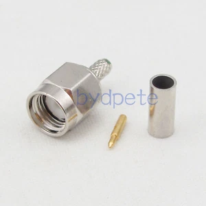 SMA male plug Nickel plated connector crimp for RG174 RG179 RG316 Pigtail 50 ohm - Picture 1 of 4