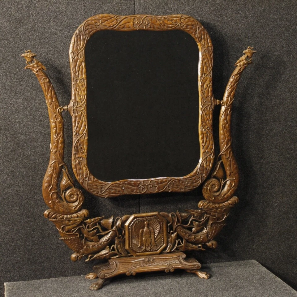 Psyché miroir meuble français Art Nouveau bois style ancien 20ème siècle - Photo 1/4
