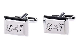 ID Manschettenknöpfe mit Gravur nach Wunsch Edelstahl, Hochzeit, Business NEU 03 - Bild 1 von 13