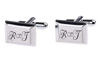 ID Manschettenknöpfe mit Gravur nach Wunsch Edelstahl, Hochzeit, Business NEU 03 - Bild 1 von 4