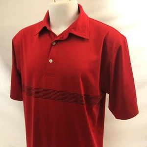 Dunning Golf Men's Golf Polo Shirt XL Red Striped Polyester Spandex Blend - Picture 1 of 7