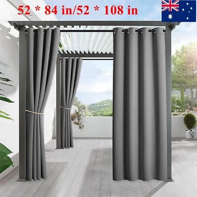 Outdoor Patio Curtains Waterproof Blockout Privacy Protection Top Grommet Drapes - Image 1 of 4