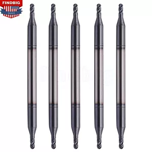 Molino de extremo de bola de carburo sólido de flauta de 1/16" 4 piezas - Doble extremo - Recubierto de AlTiN 5 piezas - Imagen 1 de 7