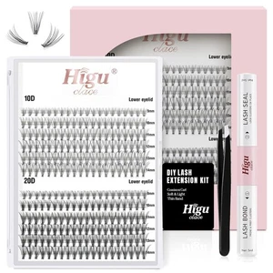 Higu Eyelash Extension Kit, 240pcs D curl Lash Clusters individual 8-14mm 2packs - Picture 1 of 9