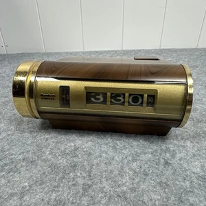 Sankyo Seiki Digital Alarm Clock Model No. 412 - Wood Faux Finish Brown & Gold - Picture 1 of 18