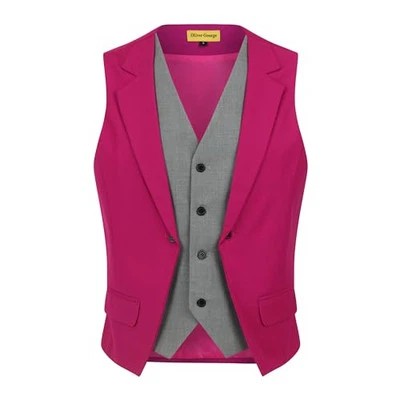 Oliver George Men's Layered Formal Solid Formal Tuxedo Medium Fuchsia Pink - Image 1 of 4