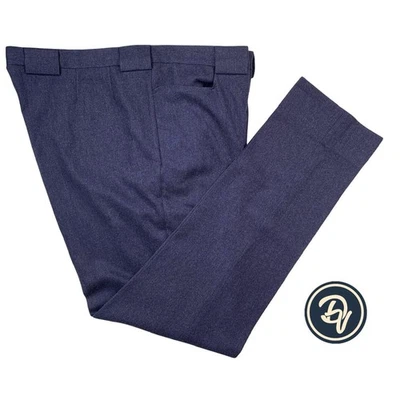 Pantalones a medida 46 X 34 Stephen Kempson Inglaterra lisos azul marino franela peso Foto 1 de 4