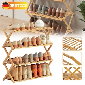 Schuhregal Bambus mit 4 Ebenen Bambus Regal Organizer Schuhschrank Schuhablage~ - Bild 1 von 20
