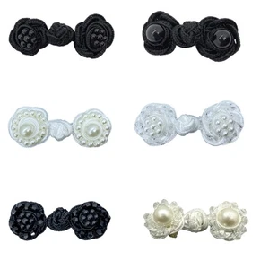 Crystal/Pearl Rose Knot Button Cheongsam/Cloaks/Cardigan Fasteners for Sewing - Picture 1 of 10