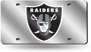 Las Vegas Raiders Premium Laser Cut Tag License Plate, Mirrored Acrylic... - Picture 1 of 1