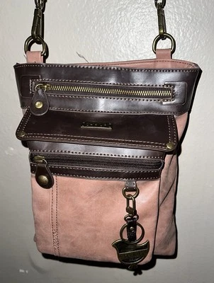 Chala Gemini Womens Convertible Crossbody Purse Tan And Brown Bird KeyChain - Image 1 of 4