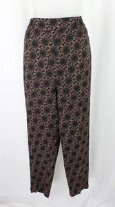 Joie Women's Black Brown Floral Print Elastic Waist Pull On Pants Size Large - Picture 1 of 4