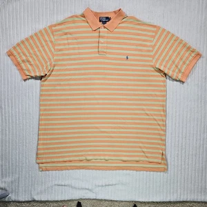 Polo Ralph Lauren Polo Shirt Men's 3XLT Orange Green Striped Blue Pony XXXLT - Picture 1 of 11