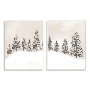 Stupell Winter Trees Abstract Snowy Landscape Beige White  White 10 x 15 - Picture 1 of 5