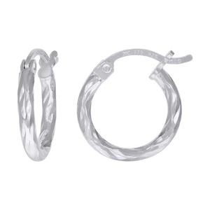 925 Sterling Silber Damen Creolen Diamantschliff 2 mm x 10 mm - Bild 1 von 2