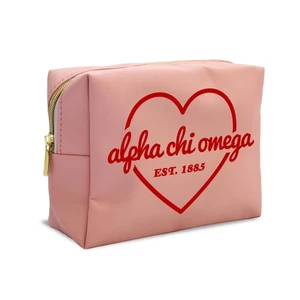 Alpha Chi Omega Makeup Bag - Multi-Purpose PU Leather, Water-Resistant Makeup... - Picture 1 of 6