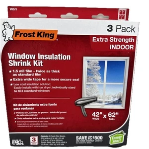 Frost King Window Insulation Indoor Shrink Kit 3 Pack 42” X 62” 1.5mil NIB - Picture 1 of 13
