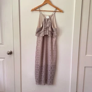 Y2K Beige Lace Dress NWT Large Ballet Romantic Boho Halter Stretchy 2000s Indie - Picture 1 of 9