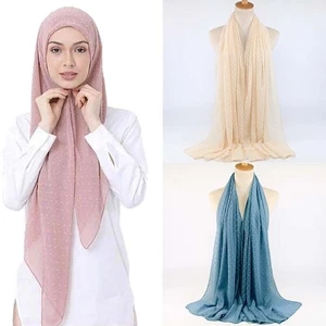 Ladies Hijab Chiffon Plain Shawls Wraps Headband Women Muslim Scarf Scarves New - Picture 1 of 31